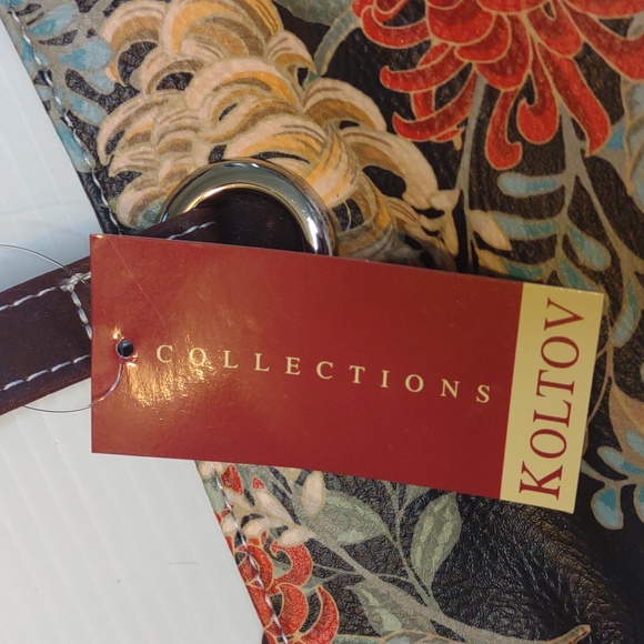 😺KOLTOV Abby Tote in Black & Saddle New Bag - Picture 7 of 15